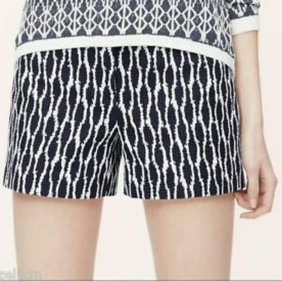 LOFT Navy Jacquard Textured Ikat Riviera Shorts - Picture 1 of 8